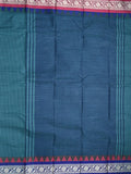 Dhaka cotton saree indigo blue color allover plain & Small temple border with contrast pallu