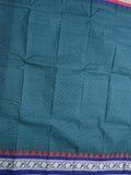 Dhaka cotton saree indigo blue color allover plain & Small temple border with contrast pallu