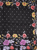 Dola silk fancy saree black color allover prints, sequence work & cutwork border with running pallu