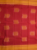 Dhaka cotton saree red color allover prints & Small kaddi border with contrast pallu and plain blouse