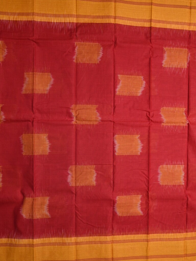 Dhaka cotton saree red color allover prints & Small kaddi border with contrast pallu and plain blouse