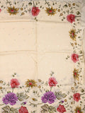 Dola silk fancy saree light cream color allover prints, sequence work & cutwork border with running pallu
