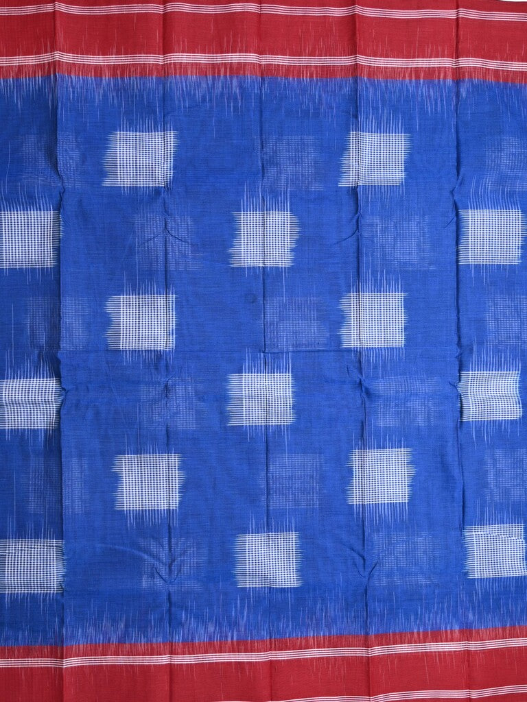 Dhaka cotton saree royal blue color allover prints & Small kaddi border with contrast pallu and plain blouse