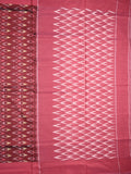 Ikkath cotton saree maroon color allover weaves and small kaddi border with contrast pallu