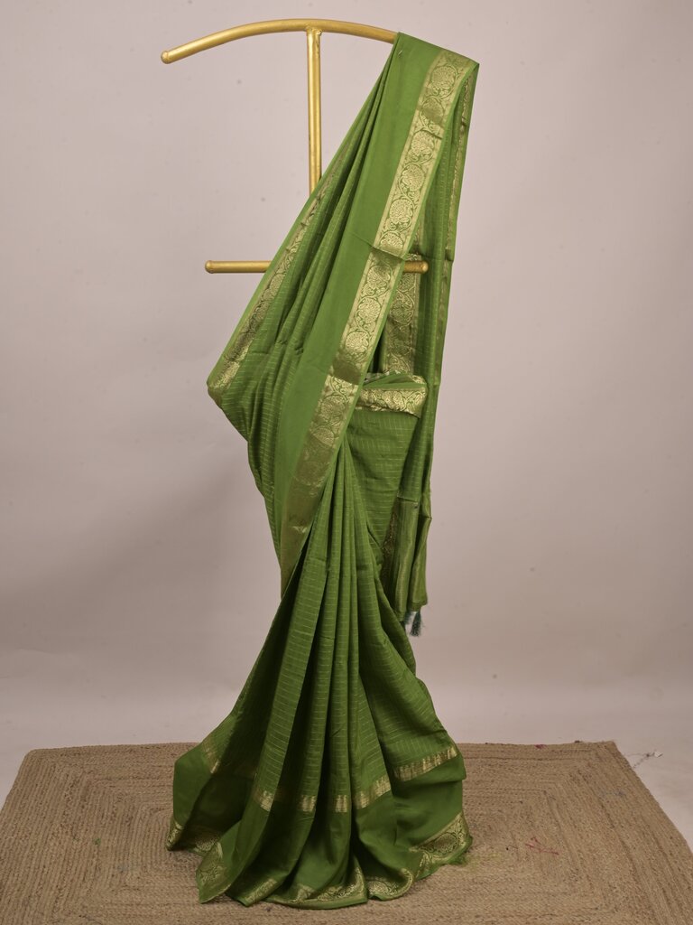 Dola silk fancy saree for women | yellow | allover stripes | party wear