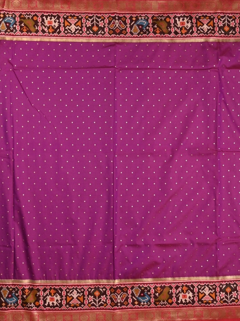 Banaras pattu saree purple color allover zari motifs & paithani border with paithani pallu and contrast blouse