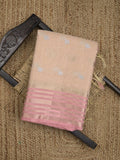 Chanderi fancy saree allover motifs with zari border with attached matching blouse