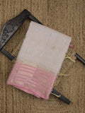 Chanderi fancy saree allover motifs with zari border with attached matching blouse