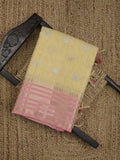 Chanderi fancy saree allover motifs with zari border with attached matching blouse