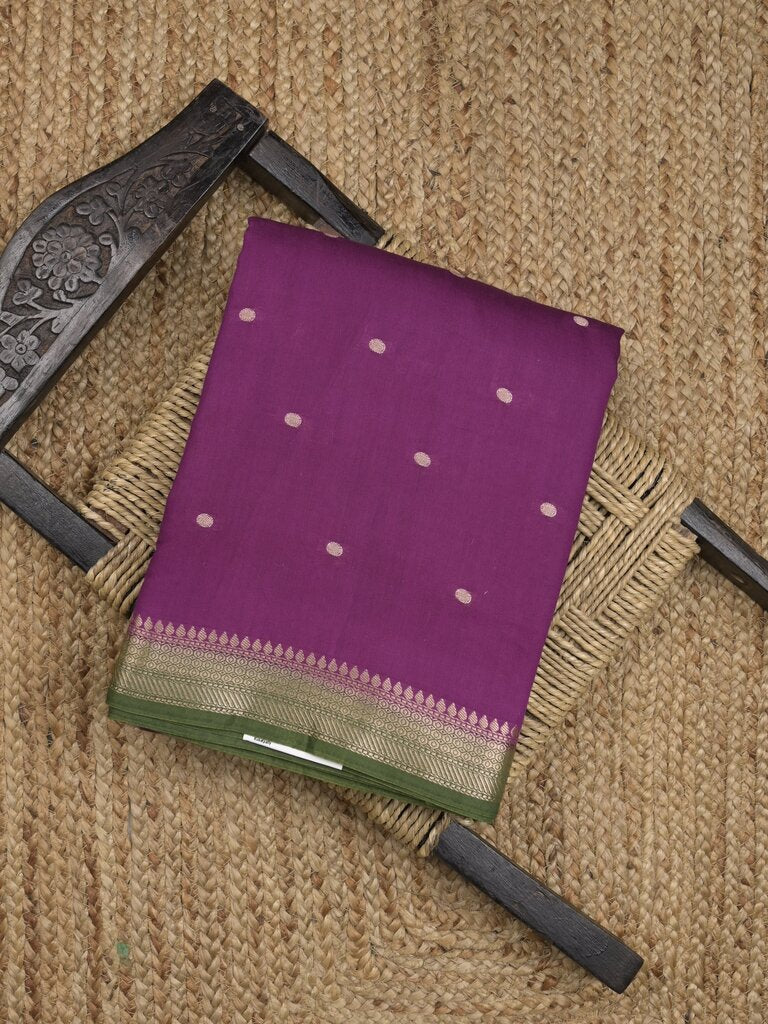 Maheshwari fancy saree allover motifs with short border with contrast pallu and attached blouse