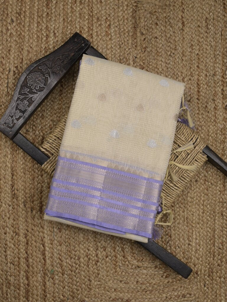 Chanderi fancy saree allover motifs with zari border with attached matching blouse