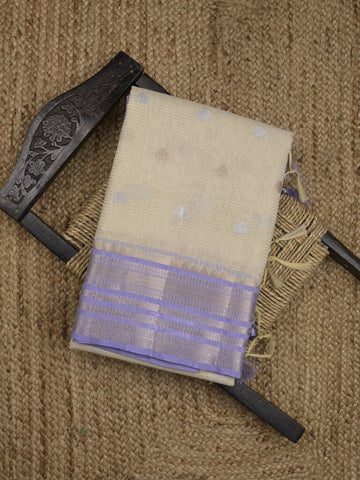 Chanderi fancy saree allover motifs with zari border with attached matching blouse