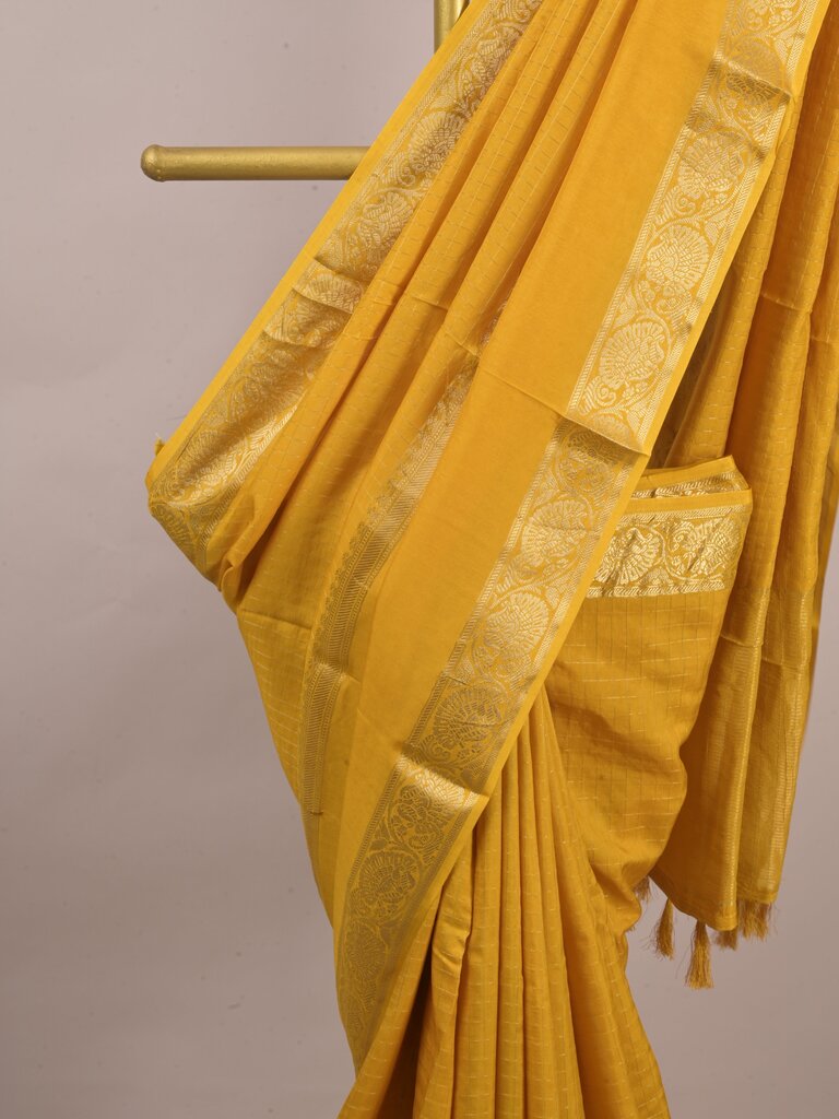 Dola silk fancy saree for women | yellow | allover stripes | party wear