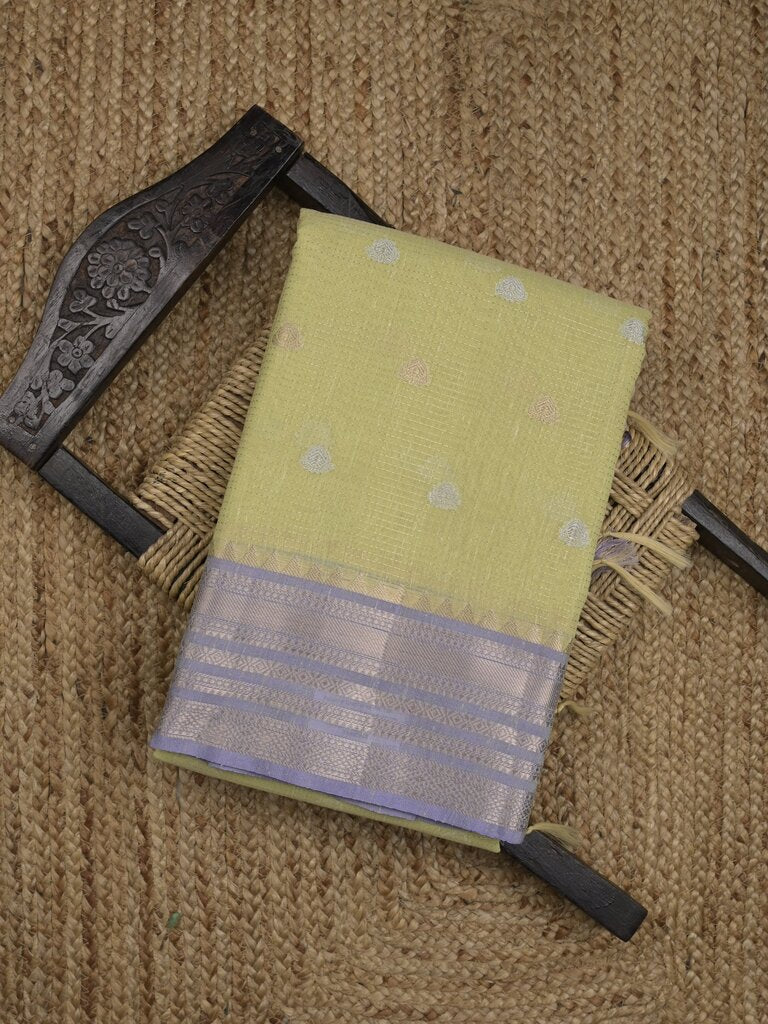 Chanderi fancy saree allover motifs with zari border with attached matching blouse