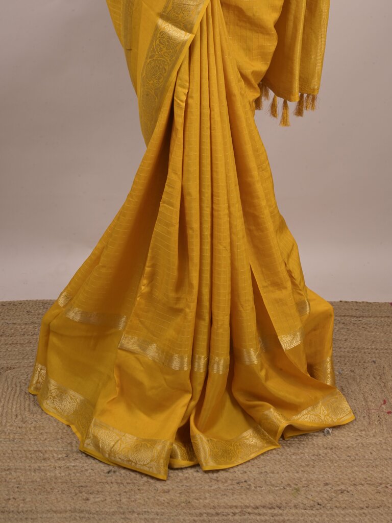 Dola silk fancy saree for women | yellow | allover stripes | party wear