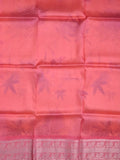 Mangalagiri fancy saree cream color allover prints & zari border with short pallu and contrast plain blouse