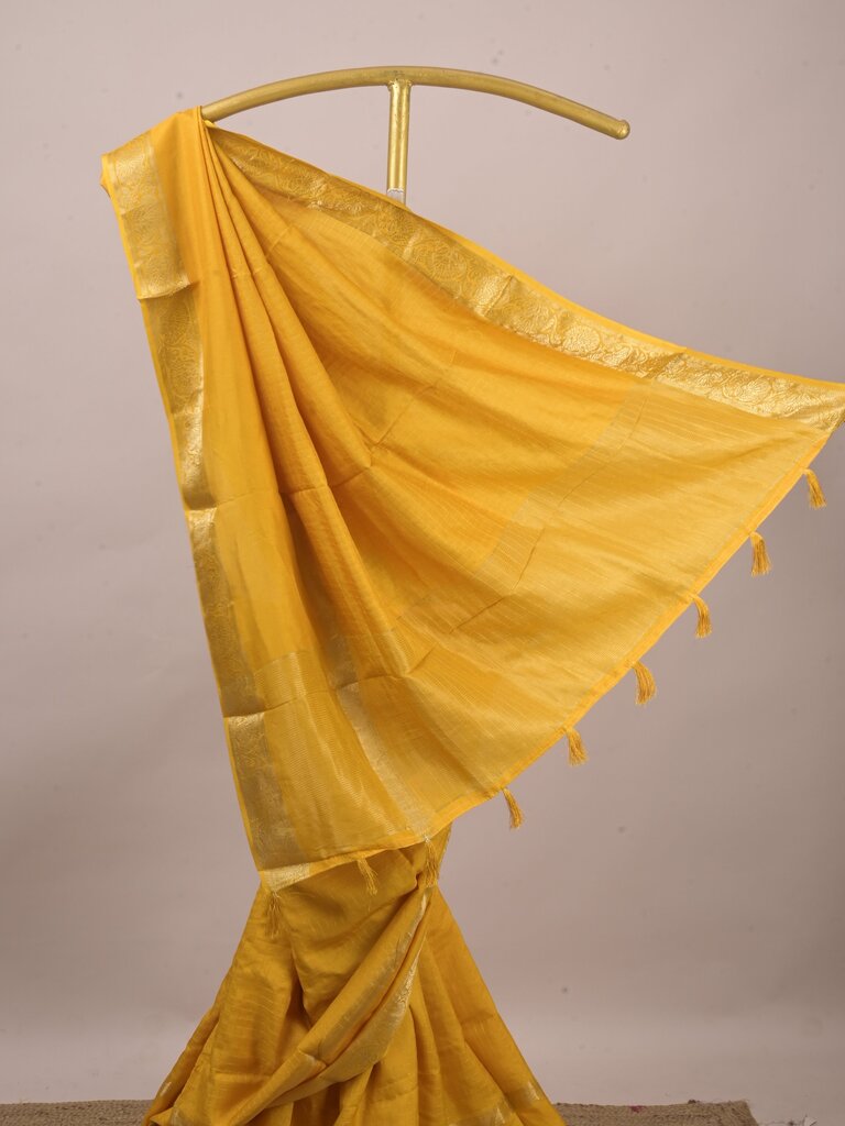Dola silk fancy saree for women | yellow | allover stripes | party wear