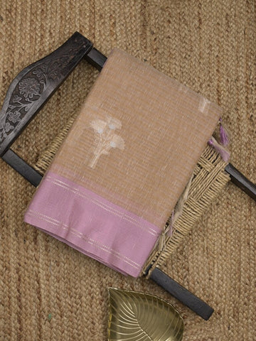 Chanderi fancy saree allover motifs with zari border with attached matching blouse