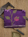 Chanderi jute fancy saree allover floral weaves with small zari border and attached plain blouse