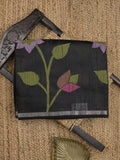 Chanderi jute fancy saree allover floral weaves with small zari border and attached plain blouse