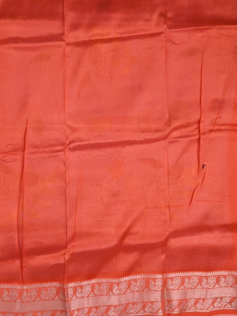 Mangalagiri fancy saree lavender color allover prints & zari border with short pallu and contrast plain blouse