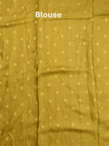 Dola silk fancy saree greenish yellow color allover weaves & weaving border with contrast pallu and attached blouse