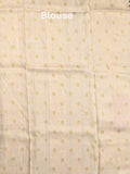 Dola silk fancy saree cream color allover weaves & weaving border with contrast pallu and attached blouse