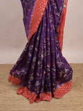 Green mango fancy saree for women | violet | zari border | contrast blouse | party wear