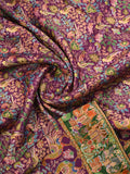 Dola silk fancy saree purple color allover weaves & weaving border with contrast pallu and attached blouse