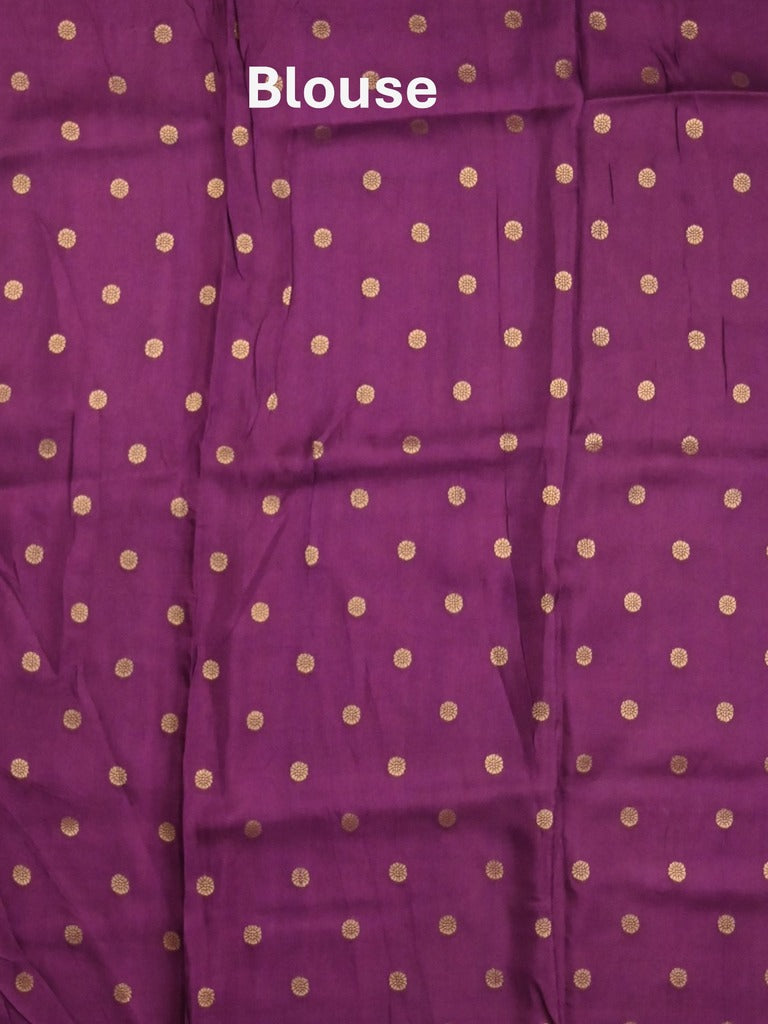 Dola silk fancy saree purple color allover weaves & weaving border with contrast pallu and attached blouse