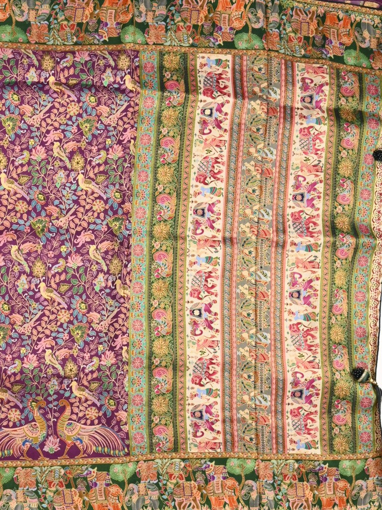 Dola silk fancy saree purple color allover weaves & weaving border with contrast pallu and attached blouse