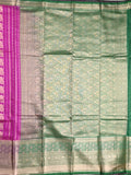 Banaras fancy saree purple color allover zari motifs & zari border with rich contrast pallu and plain blouse