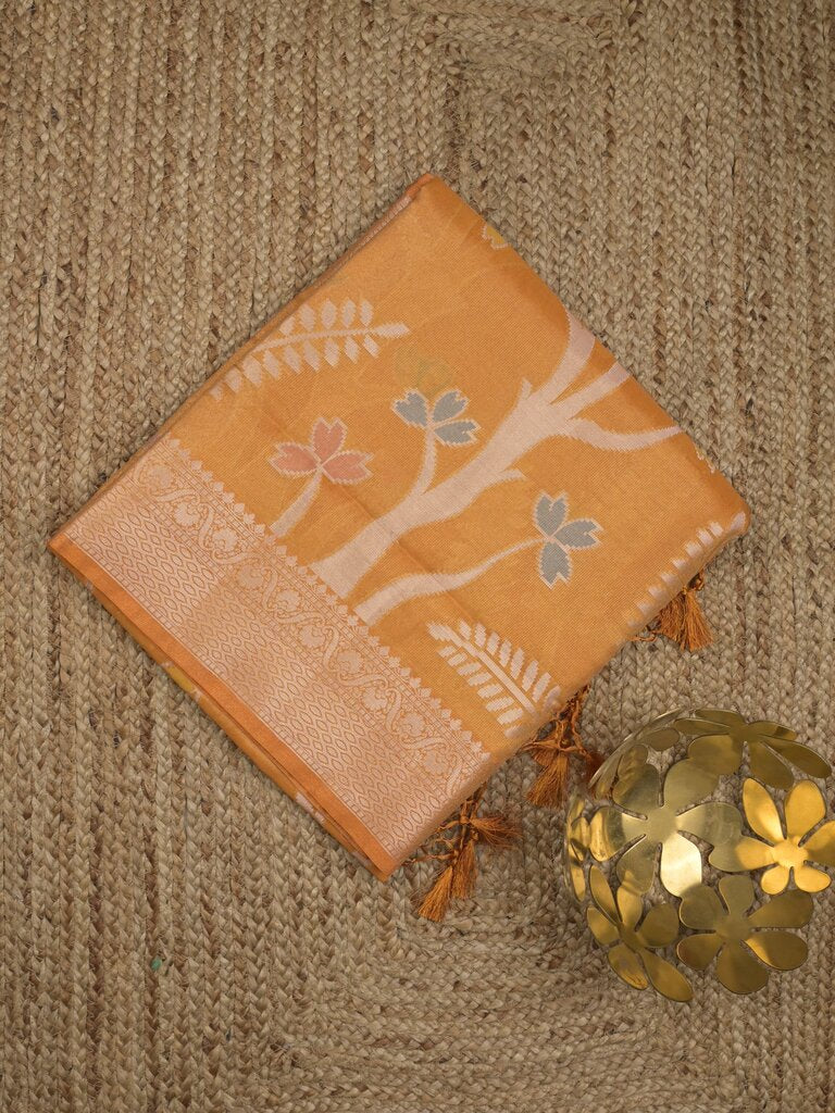 Organza tissue fancy saree allover zari weaves & zari border with self pallu and plain tissue blouse