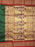 Narayanpet pattu saree allover zari motifs with paithani pallu and contrast blouse