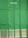 Banaras fancy saree yellow color allover zari motifs & zari border with rich contrast pallu and plain blouse