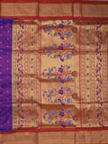 Narayanpet pattu saree allover zari motifs with paithani pallu and contrast blouse