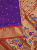 Narayanpet pattu saree allover zari motifs with paithani pallu and contrast blouse