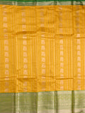 Banaras fancy saree yellow color allover zari motifs & zari border with rich contrast pallu and plain blouse