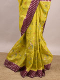 Green mango fancy saree for women | violet | zari border | contrast blouse | party wear