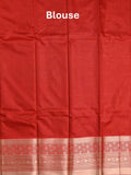 Banaras fancy saree bottle green color allover zari motifs & zari border with rich contrast pallu and plain blouse
