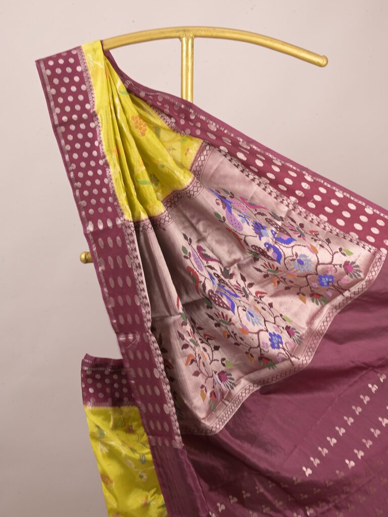 Green mango fancy saree for women | violet | zari border | contrast blouse | party wear