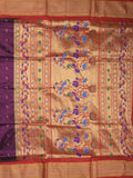 Narayanpet pattu saree allover zari motifs with paithani pallu and contrast blouse