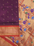 Narayanpet pattu saree allover zari motifs with paithani pallu and contrast blouse
