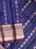 Banaras fancy saree royal blue color allover zari motifs & zari border with rich contrast pallu and plain blouse