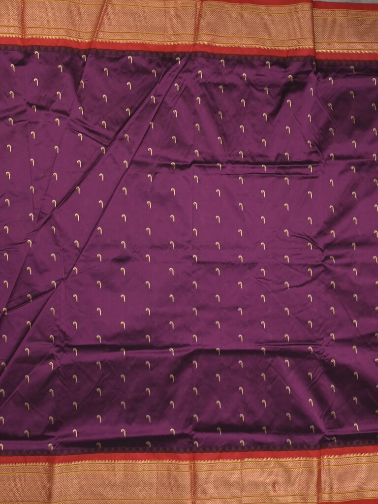 Narayanpet pattu saree allover zari motifs with paithani pallu and contrast blouse
