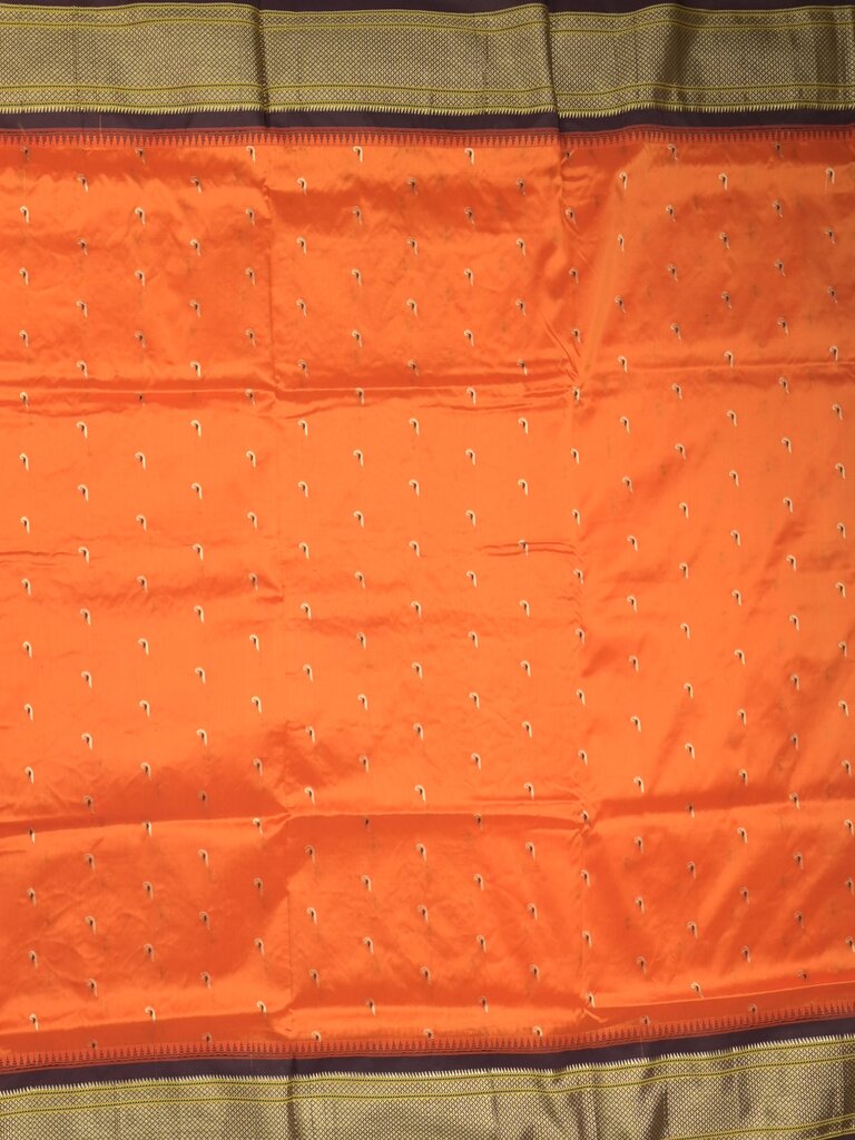 Narayanpet pattu saree allover zari motifs with paithani pallu and contrast blouse