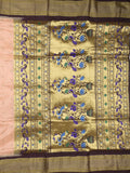 Narayanpet pattu saree allover zari motifs with paithani pallu and contrast blouse