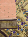 Narayanpet pattu saree allover zari motifs with paithani pallu and contrast blouse