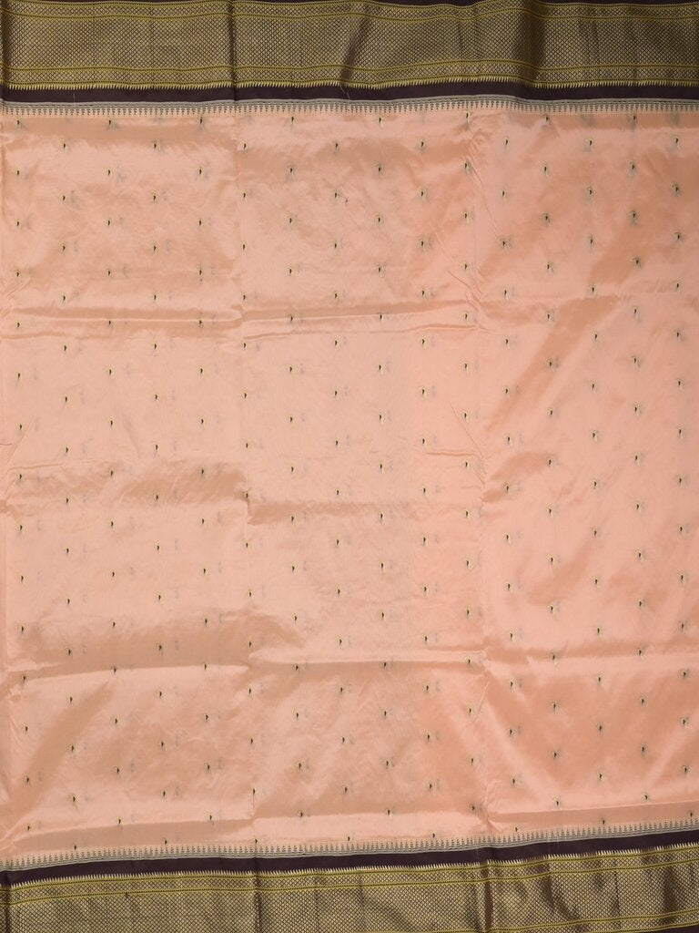 Narayanpet pattu saree allover zari motifs with paithani pallu and contrast blouse