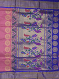 Narayanpet pattu saree allover zari motifs with paithani pallu and contrast blouse
